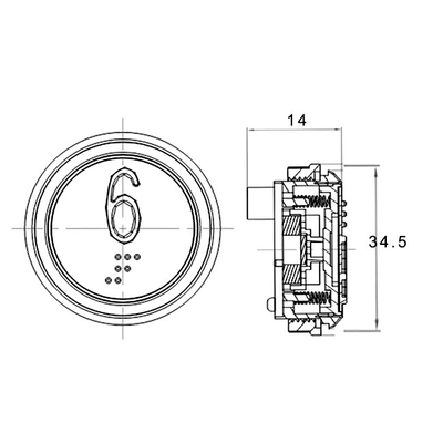 Lift Golden Round Push Button Light Switch Touchless Sensor Ground Floor Button 32.5mm